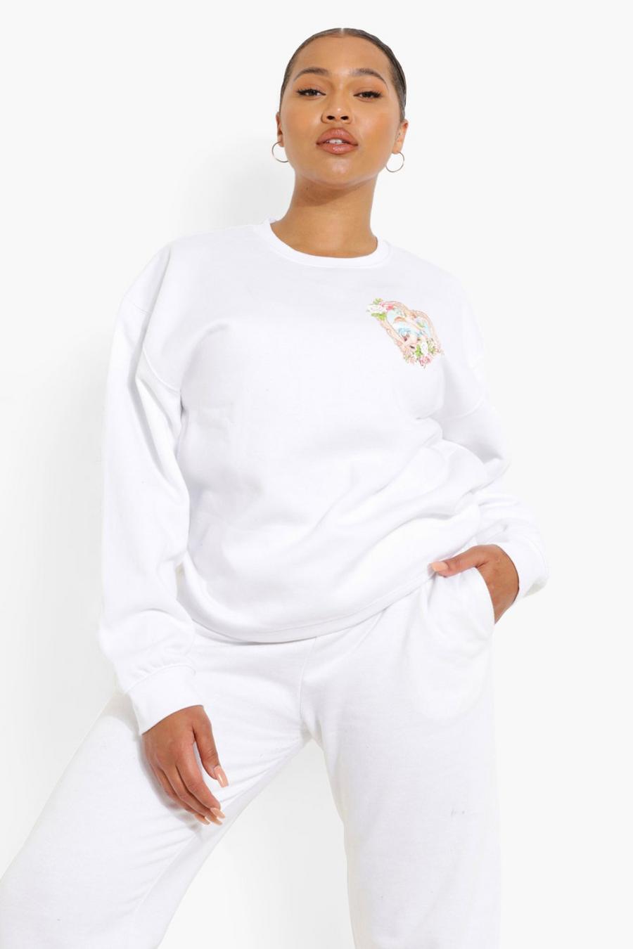 White Plus Cherub Graphic Sweatshirt image number 1