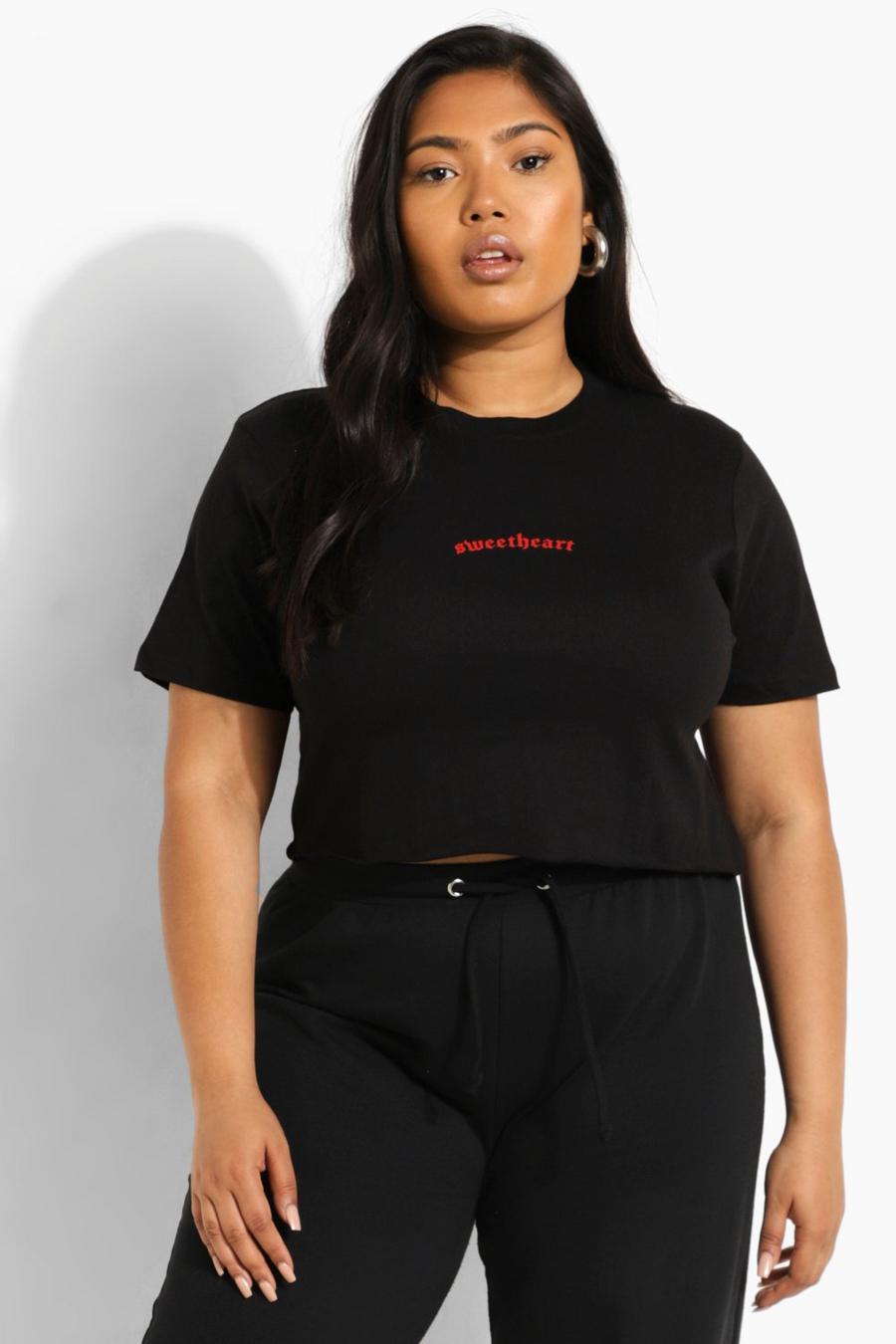 Grande taille - T-shirt court Sweetheart, Black image number 1