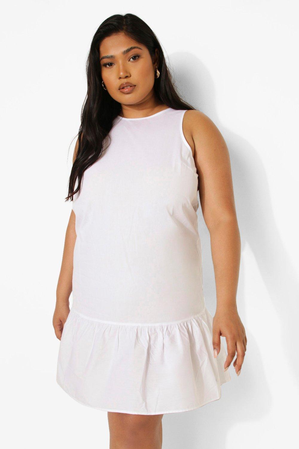 plus size white cotton dress