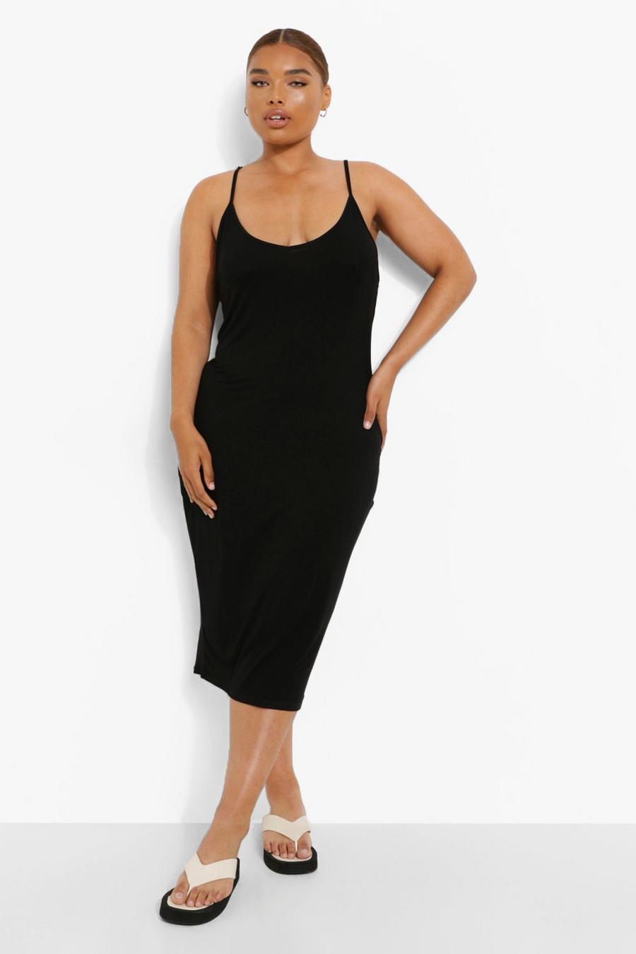 Black Plus Jersey Strappy Midi Dress image number 1