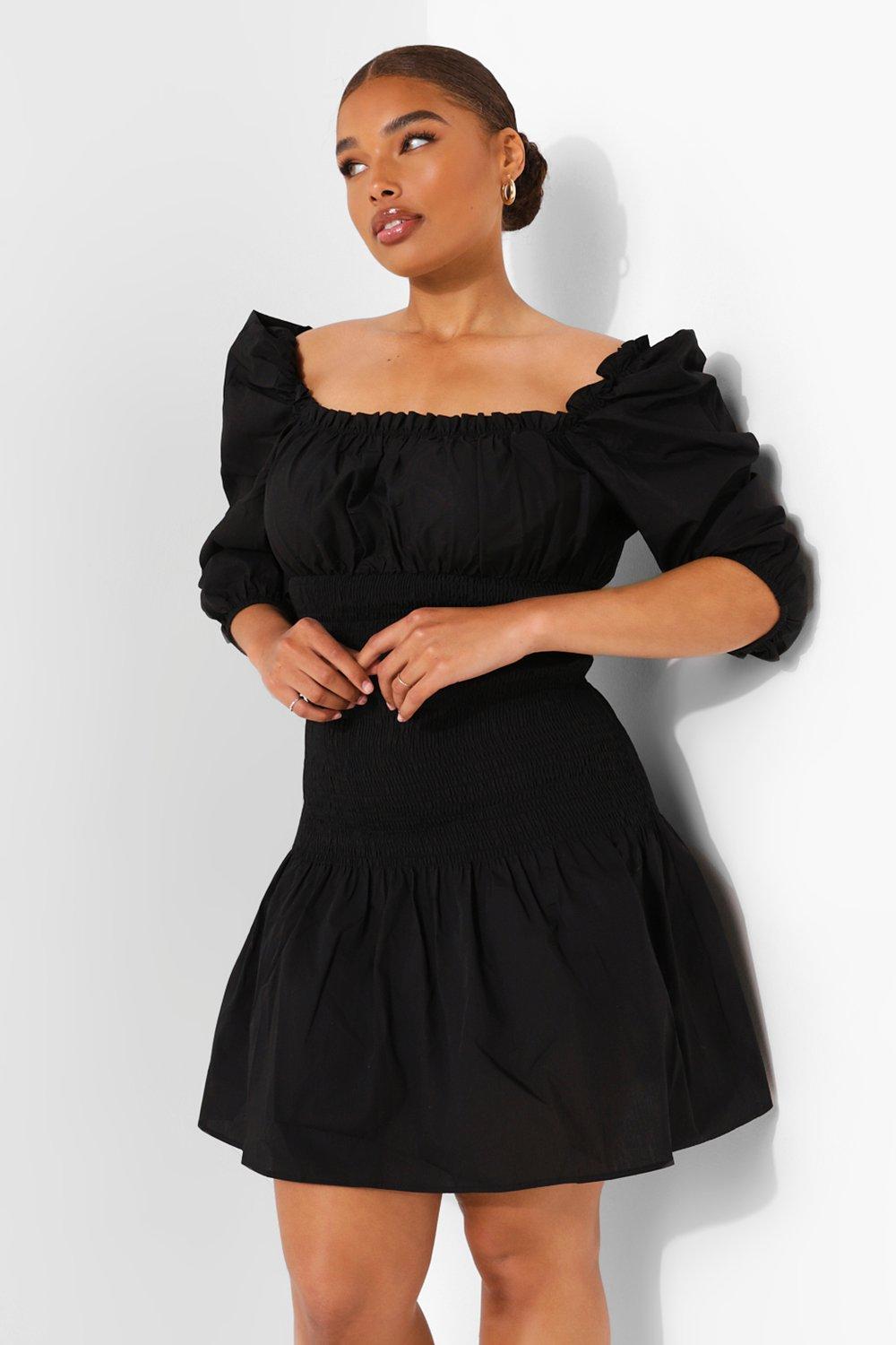 Grande taille Robe froncee en coton a taille basse