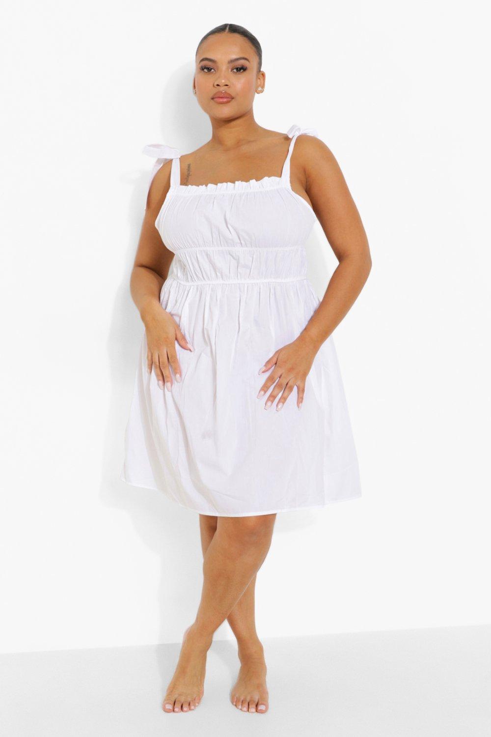 plus size white cotton dress