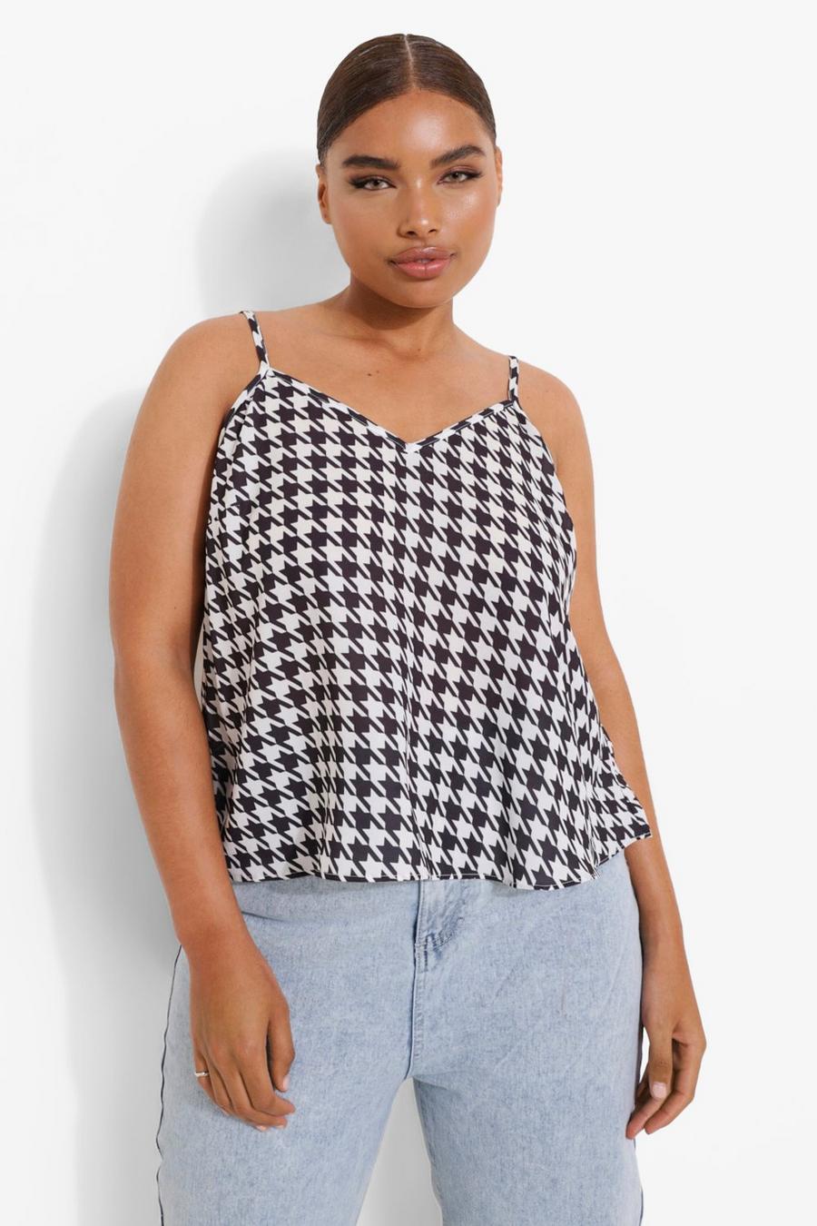 White Plus Dogtooth Woven Cami Top image number 1