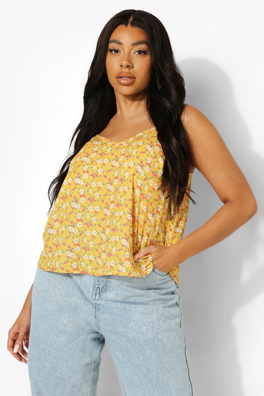 Yellow Plus Ditsy Floral Woven Cami Top image number 1