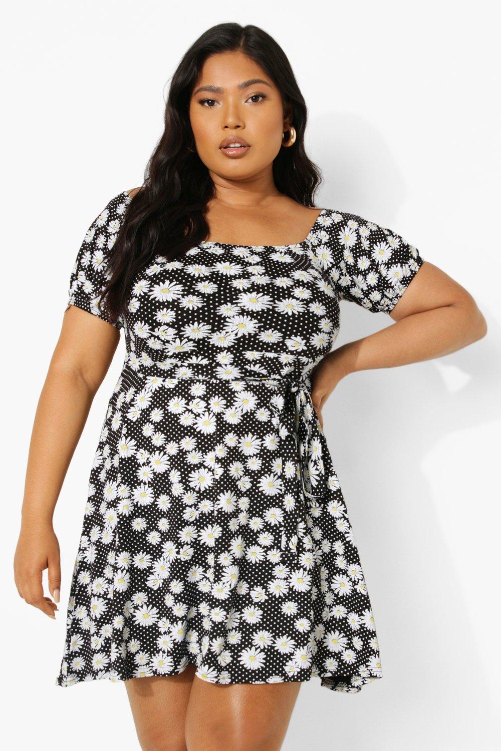 Plus Ditsy Floral Bardot Dress boohoo DK