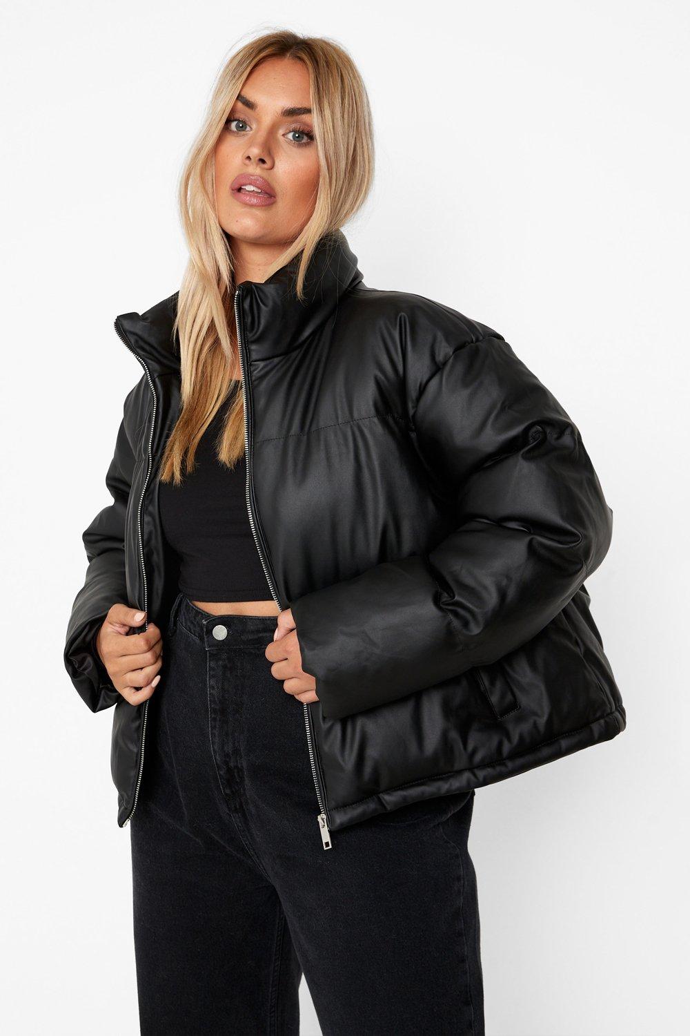 funnel neck puffer jacket women's