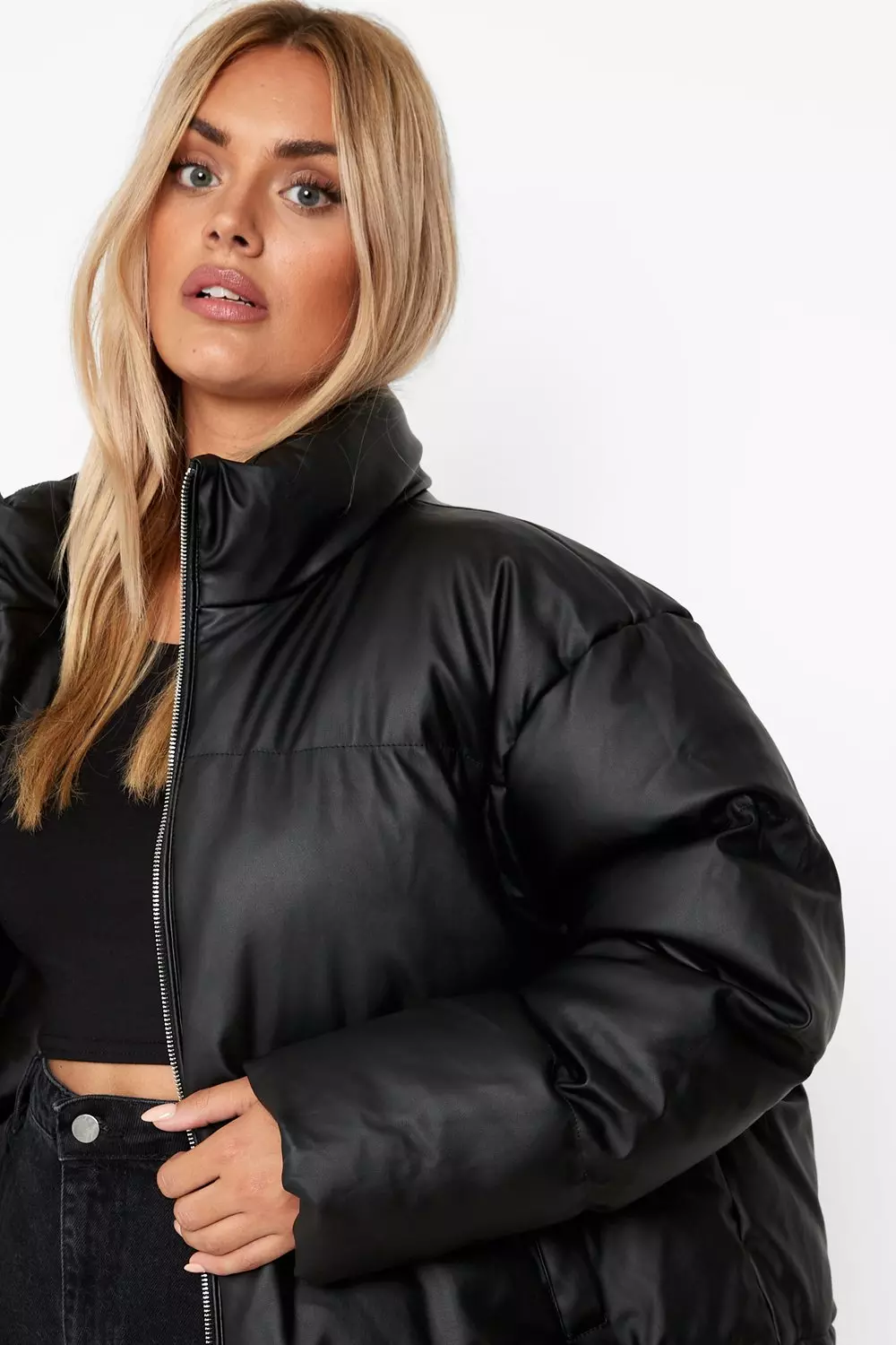 Black funnel hotsell neck puffer jacket