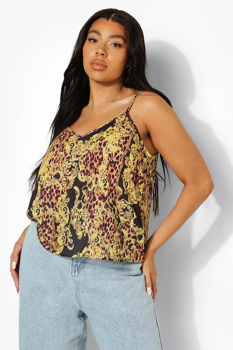 Black Plus Chain Print Woven Cami Top image number 1