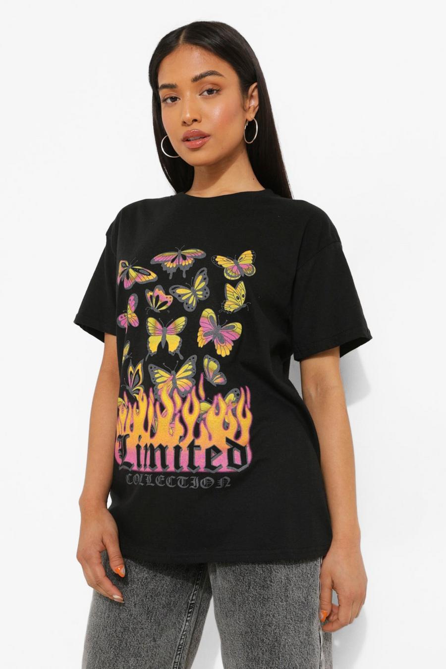 Petite Schmetterling Limited Slogan T-Shirt, Black image number 1