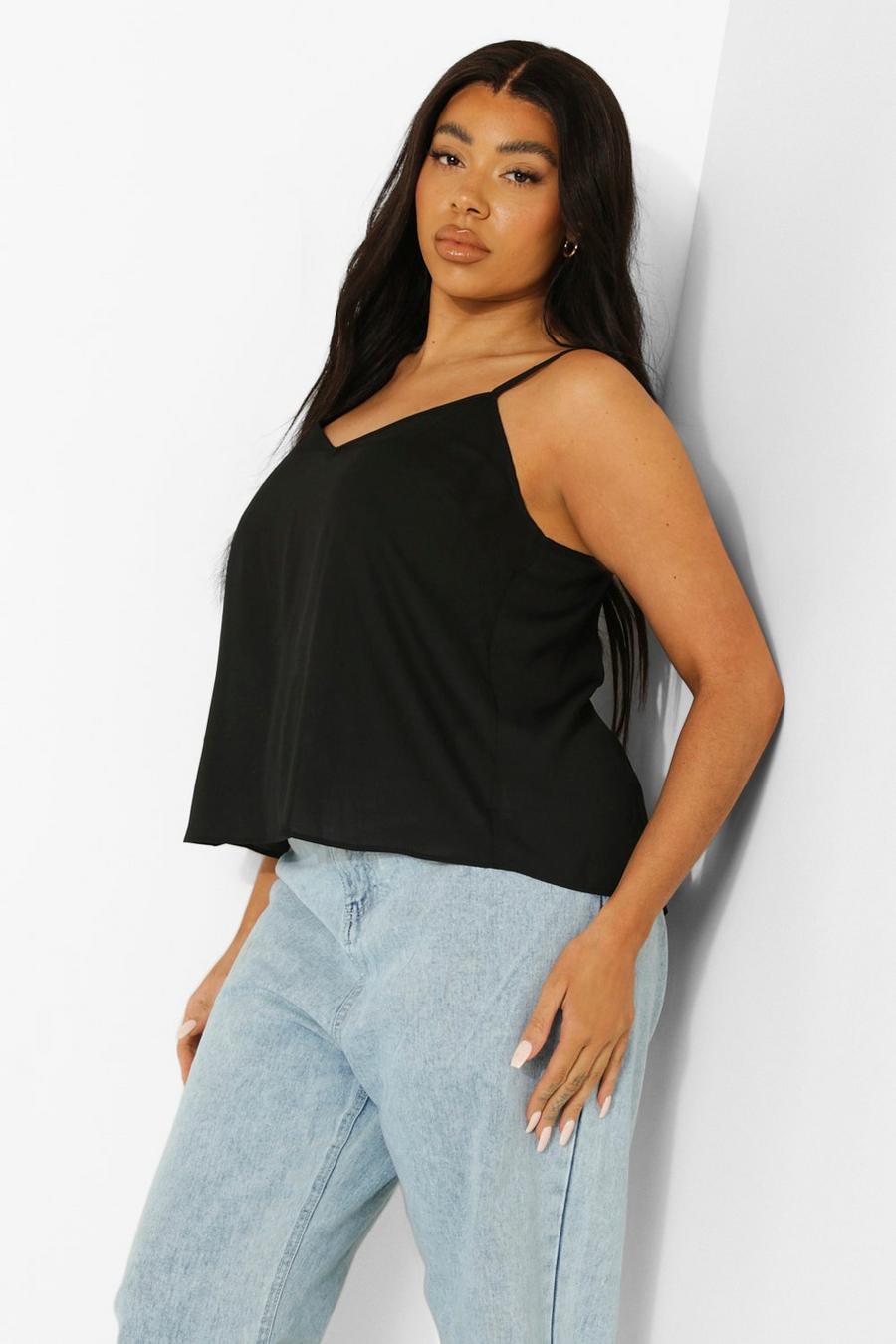 Black Plus Woven Cami Top image number 1