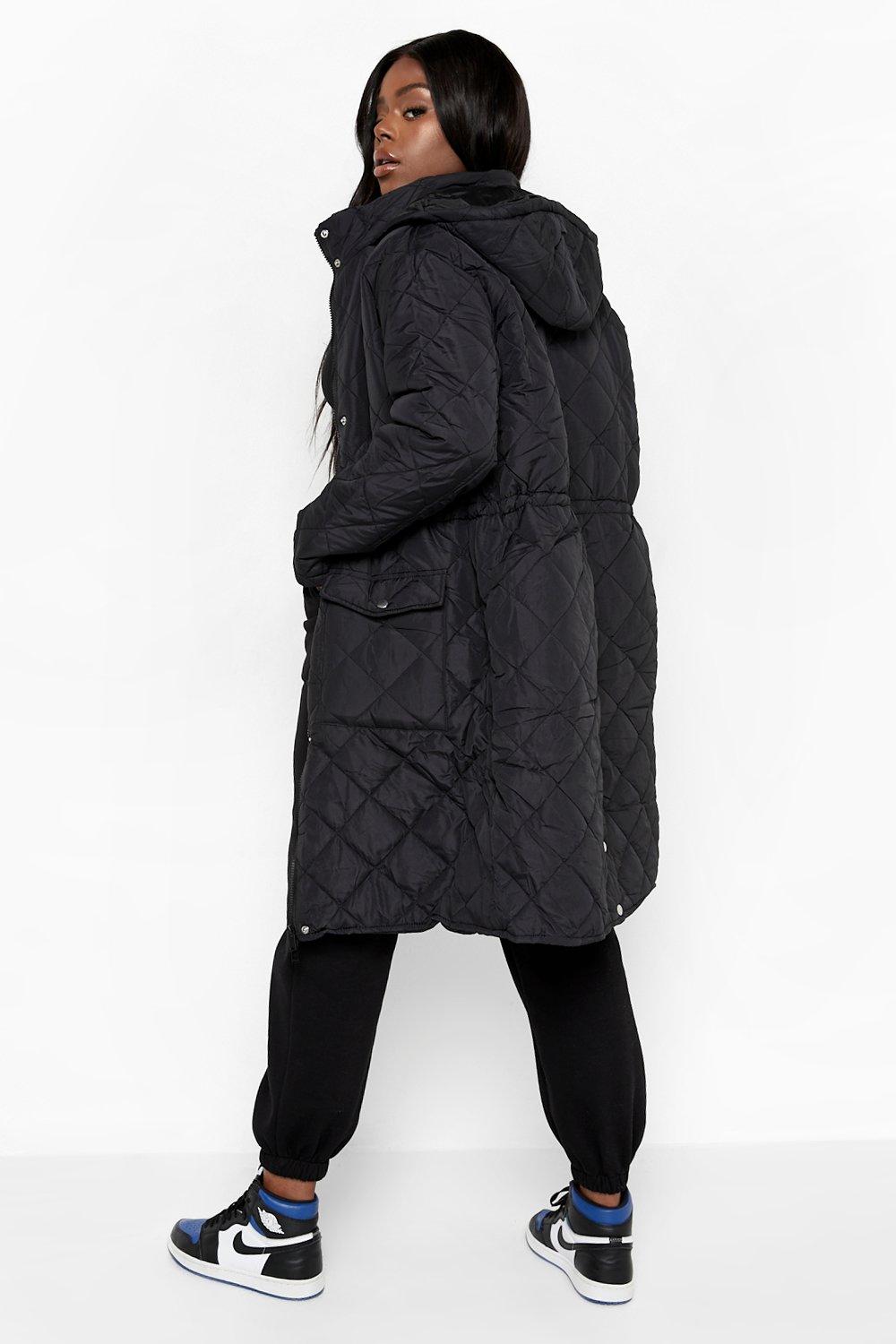 Plus Padded Longline Hooded Parka Coat