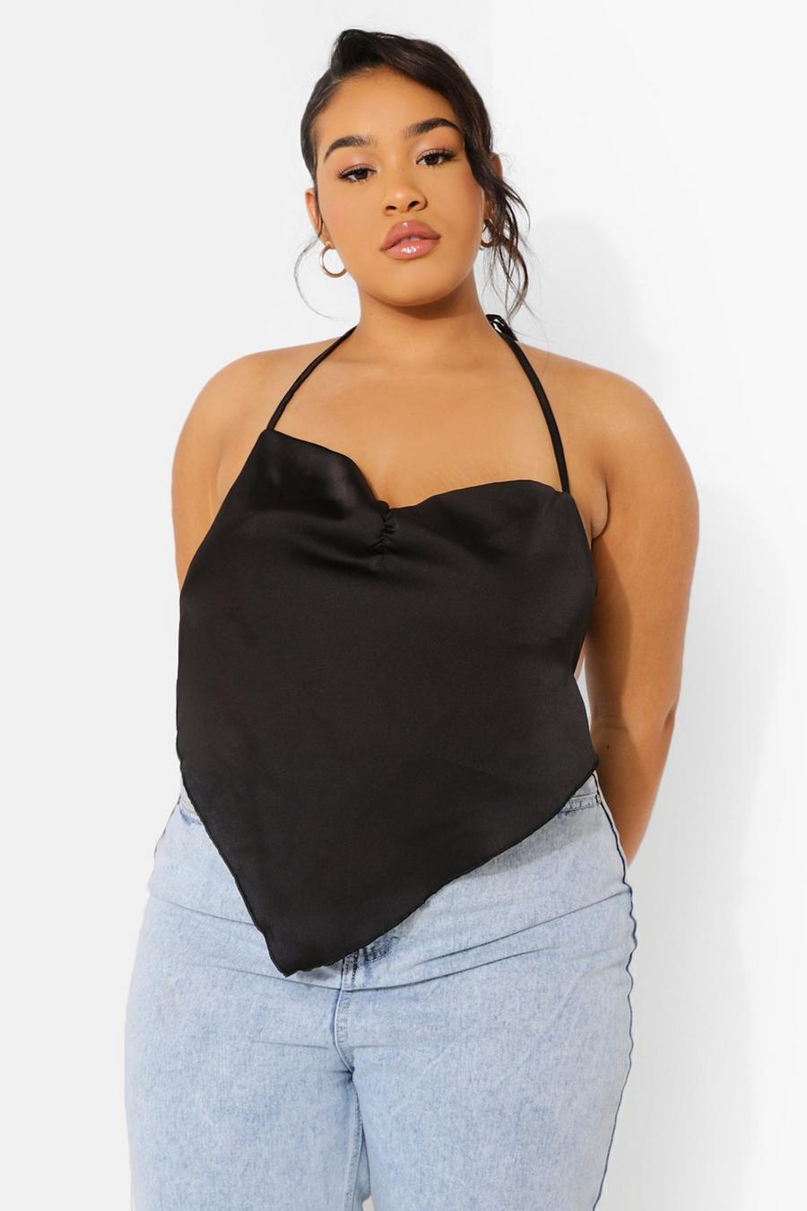 Black Plus Strappy Scarf Top image number 1