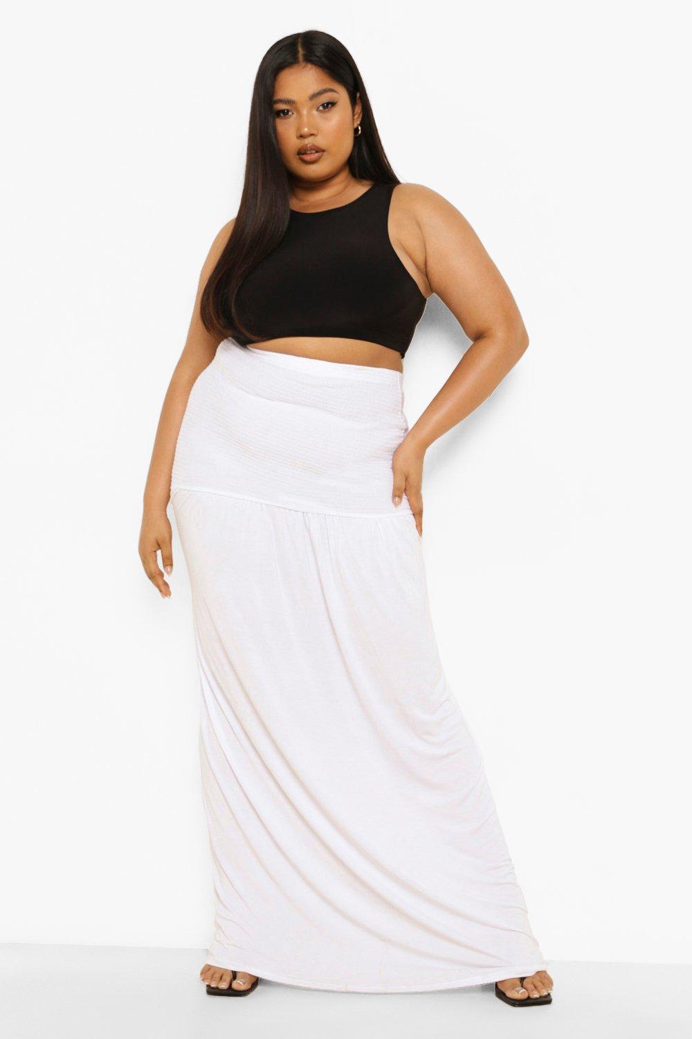 White jersey shop knit maxi skirt