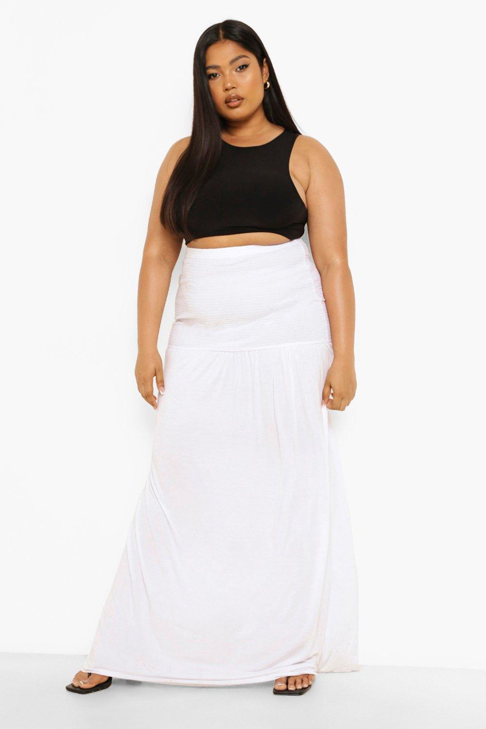 Long white maxi on sale skirt plus size