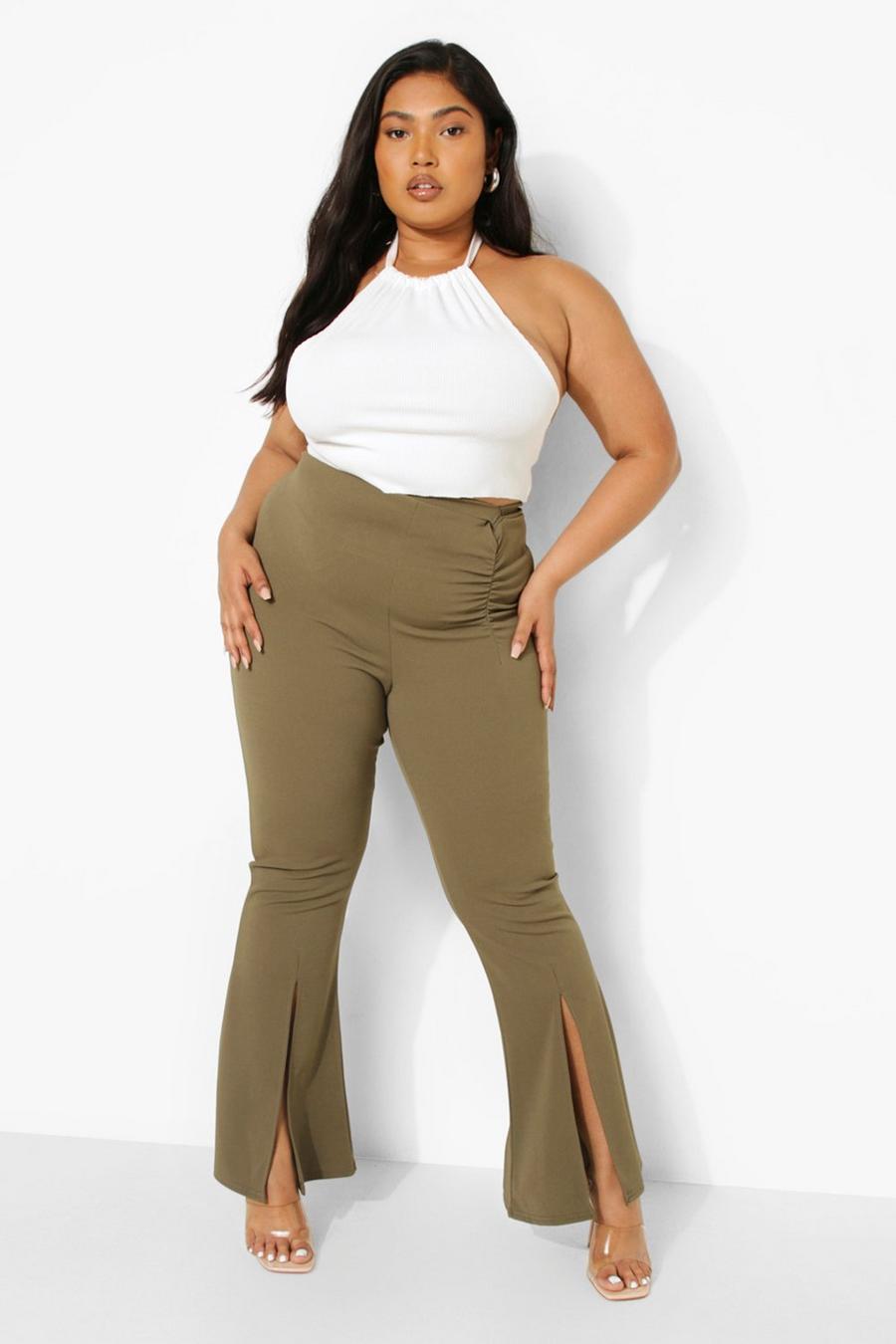 Khaki Plus Ruched Tailored Pants image number 1