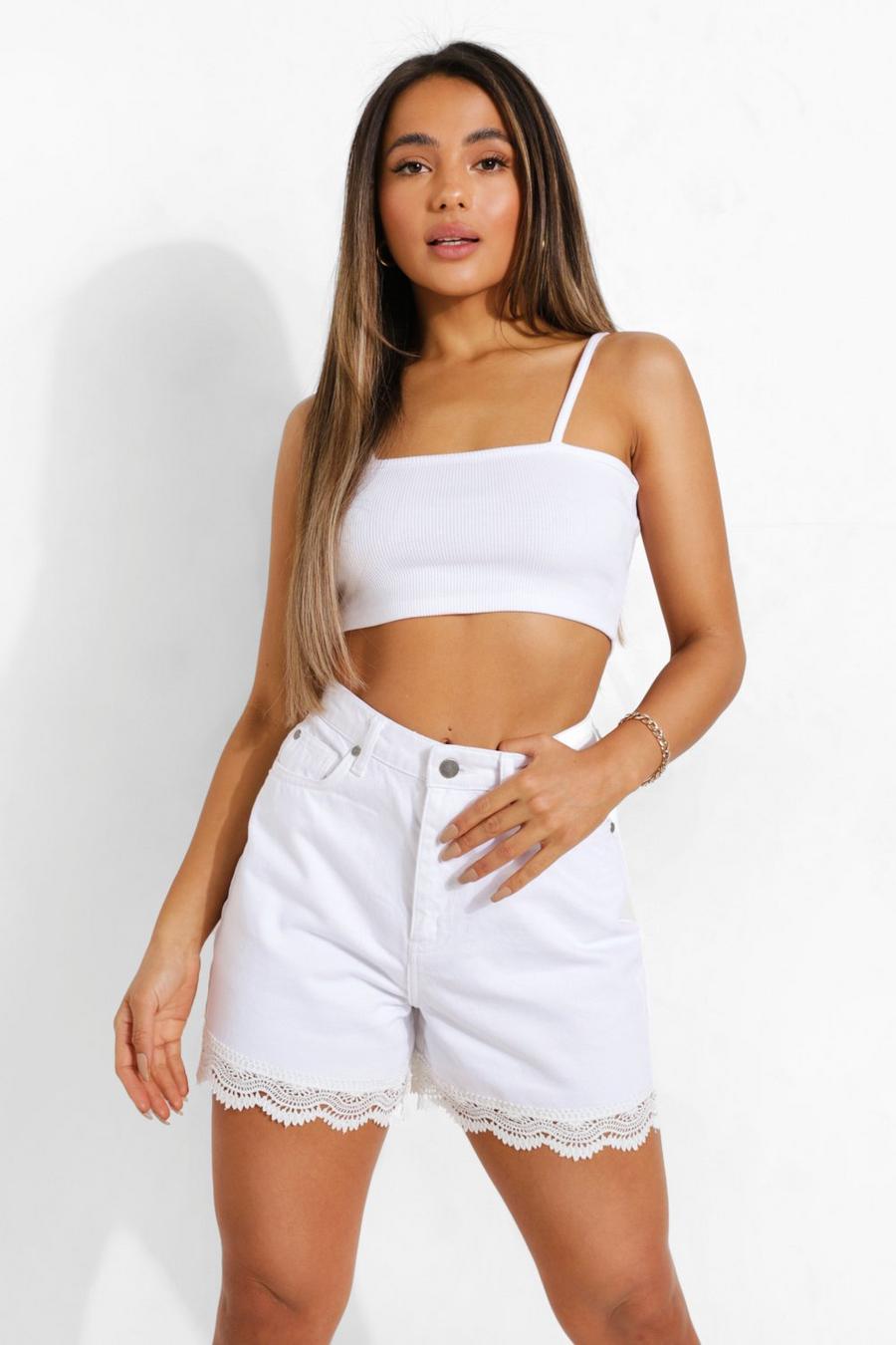 Petite - Short mom taille haute, White image number 1