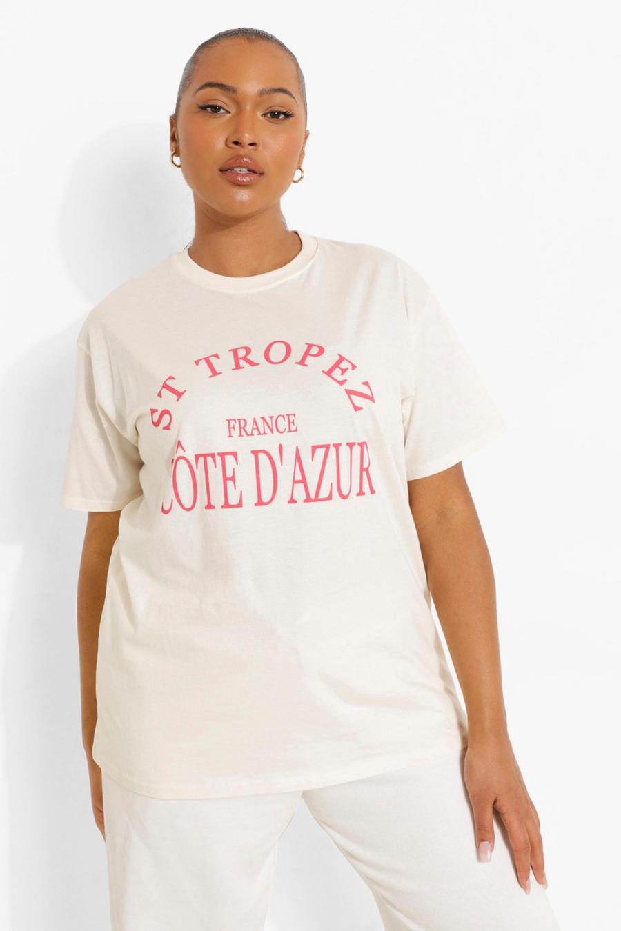 Grande taille - T-shirt St Tropez, Stone image number 1