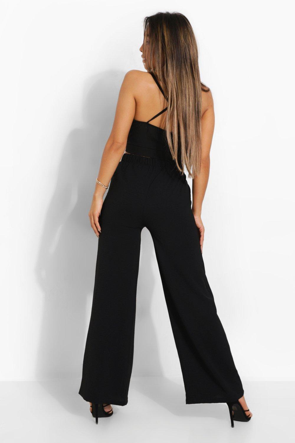 Women's petite black linen on sale pants