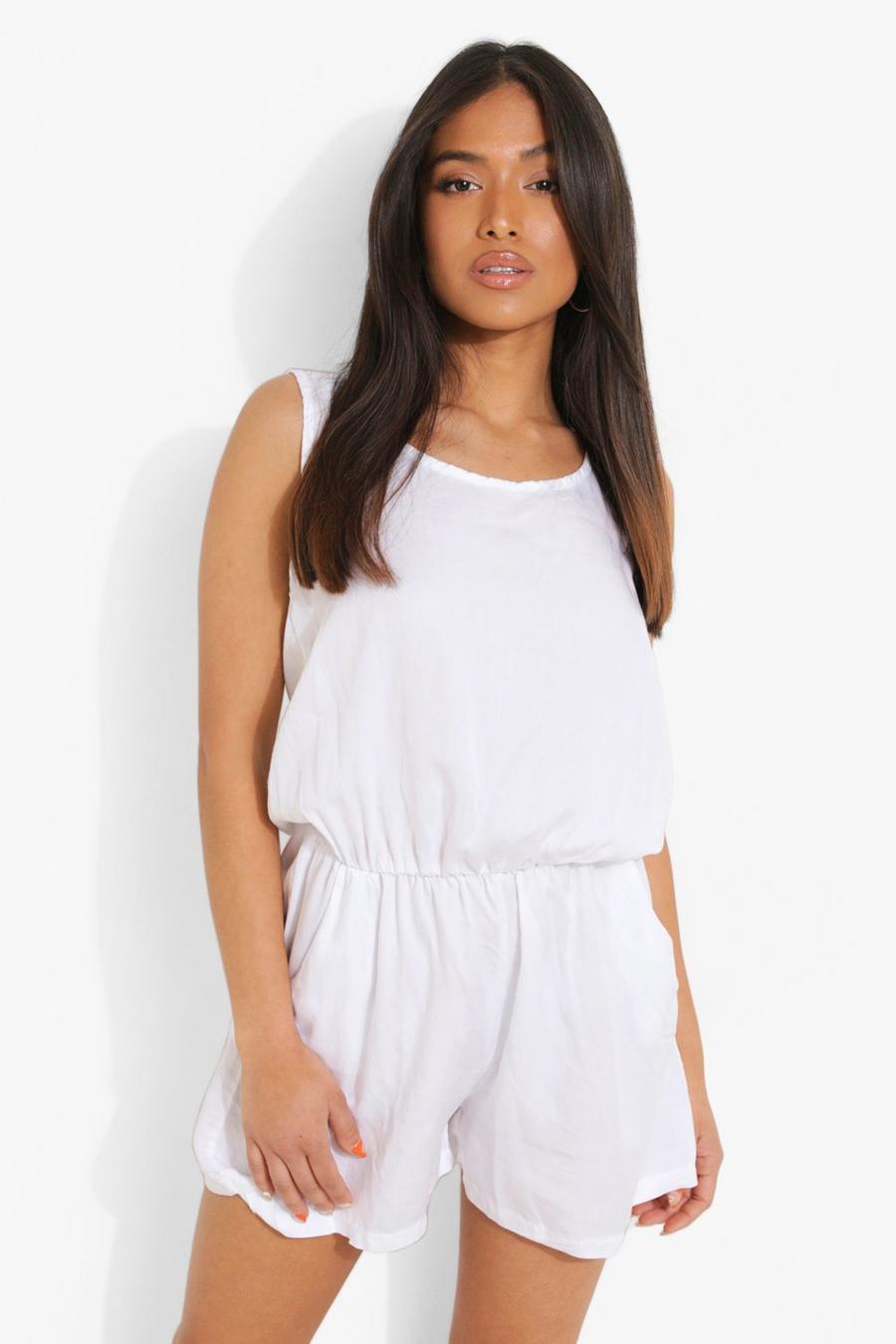 Petite Basic Jeansplaysuit, White image number 1