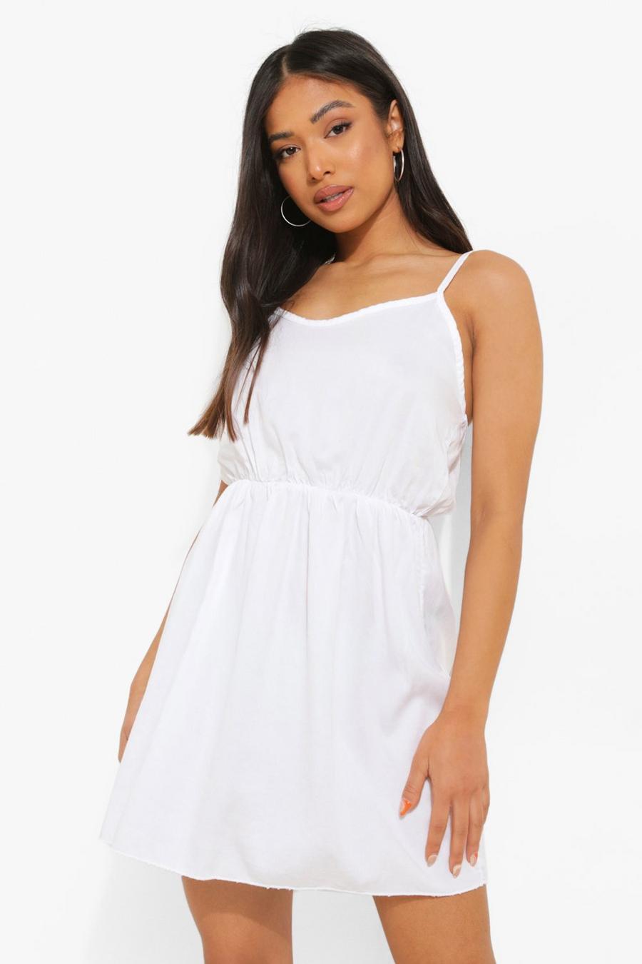 White Petite Basic Denim Cami Dress image number 1