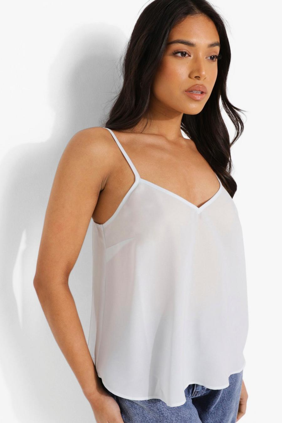 Pale blue Petite V Neck Woven Cami Top image number 1