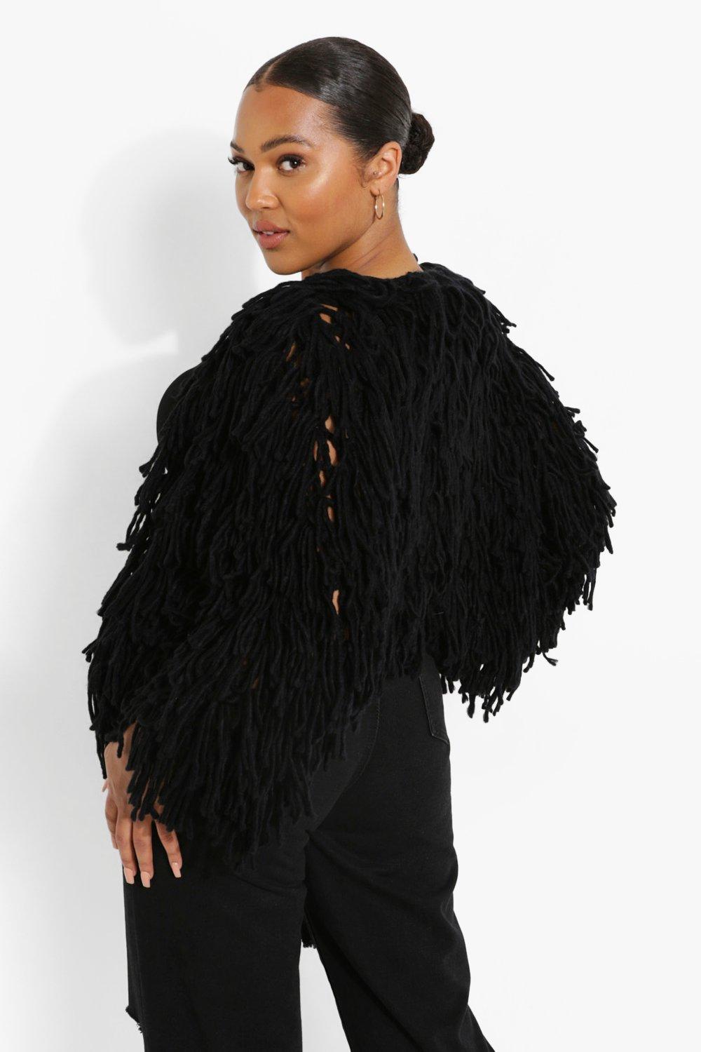 Womens black hotsell shaggy cardigan