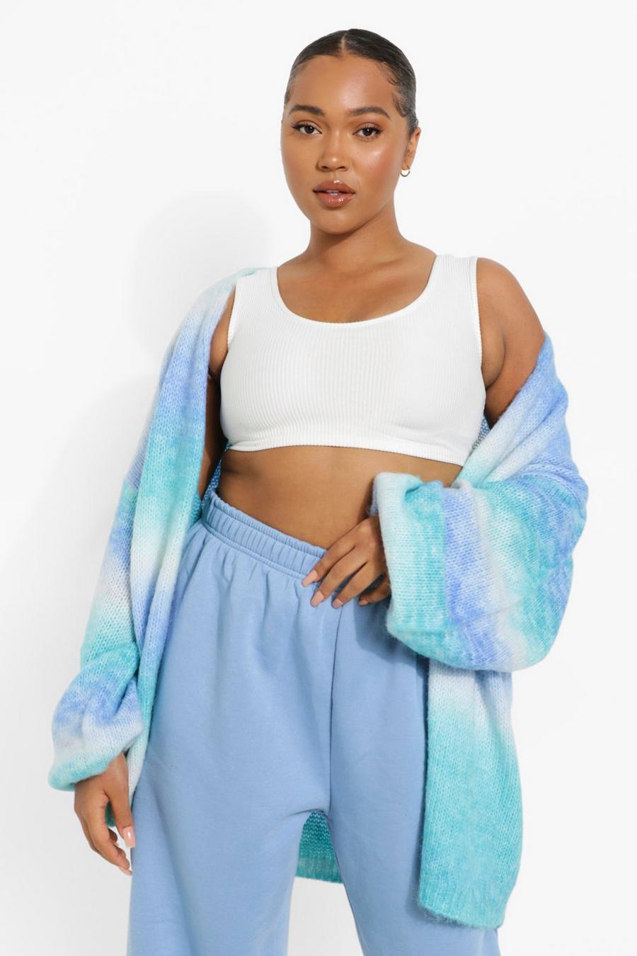 Blue Plus Ombre Oversized Cardigan image number 1