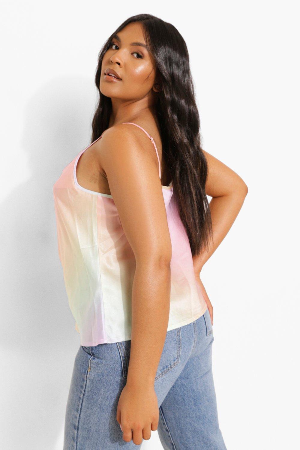 Plus Ombre Satin Cowl Neck Camisole