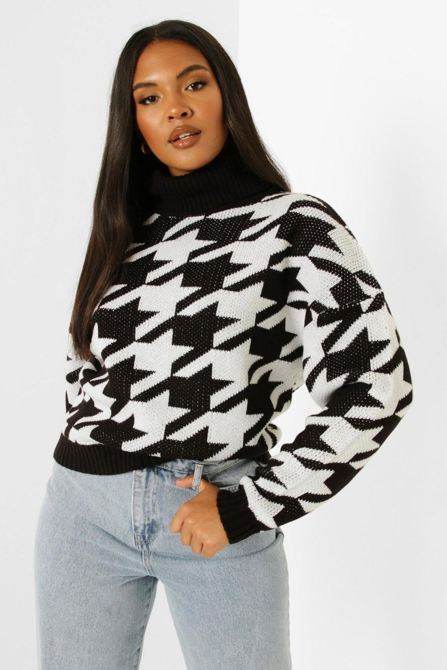 Black Plus Houndstooth Turtleneck Sweater image number 1