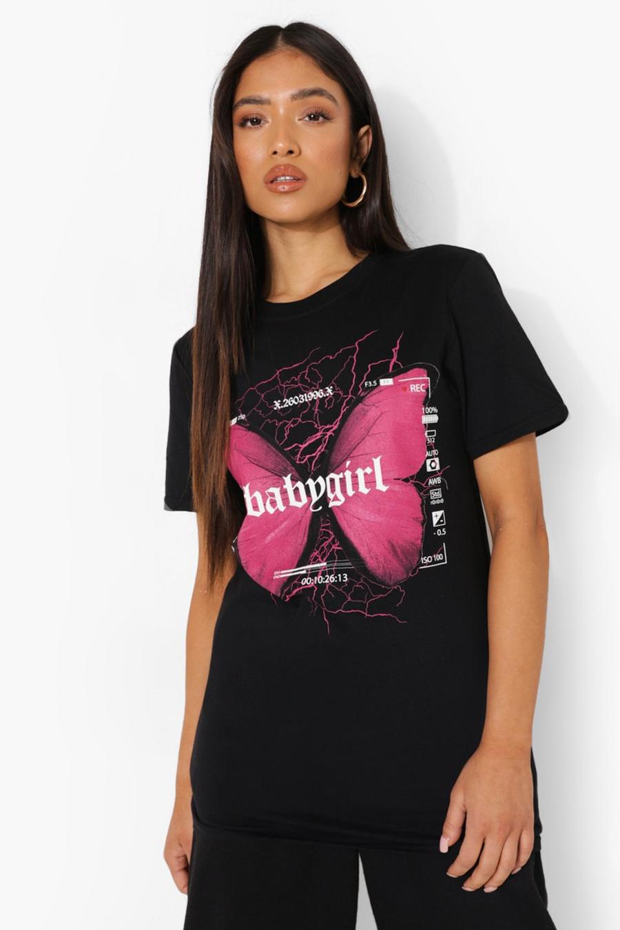 Black Petite Babygirl Graphic T-Shirt image number 1