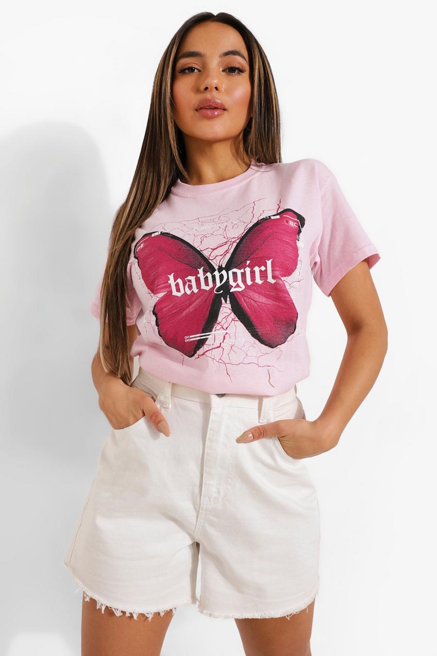 T-shirt Petite con scritta Babygirl , Rosa pallido image number 1