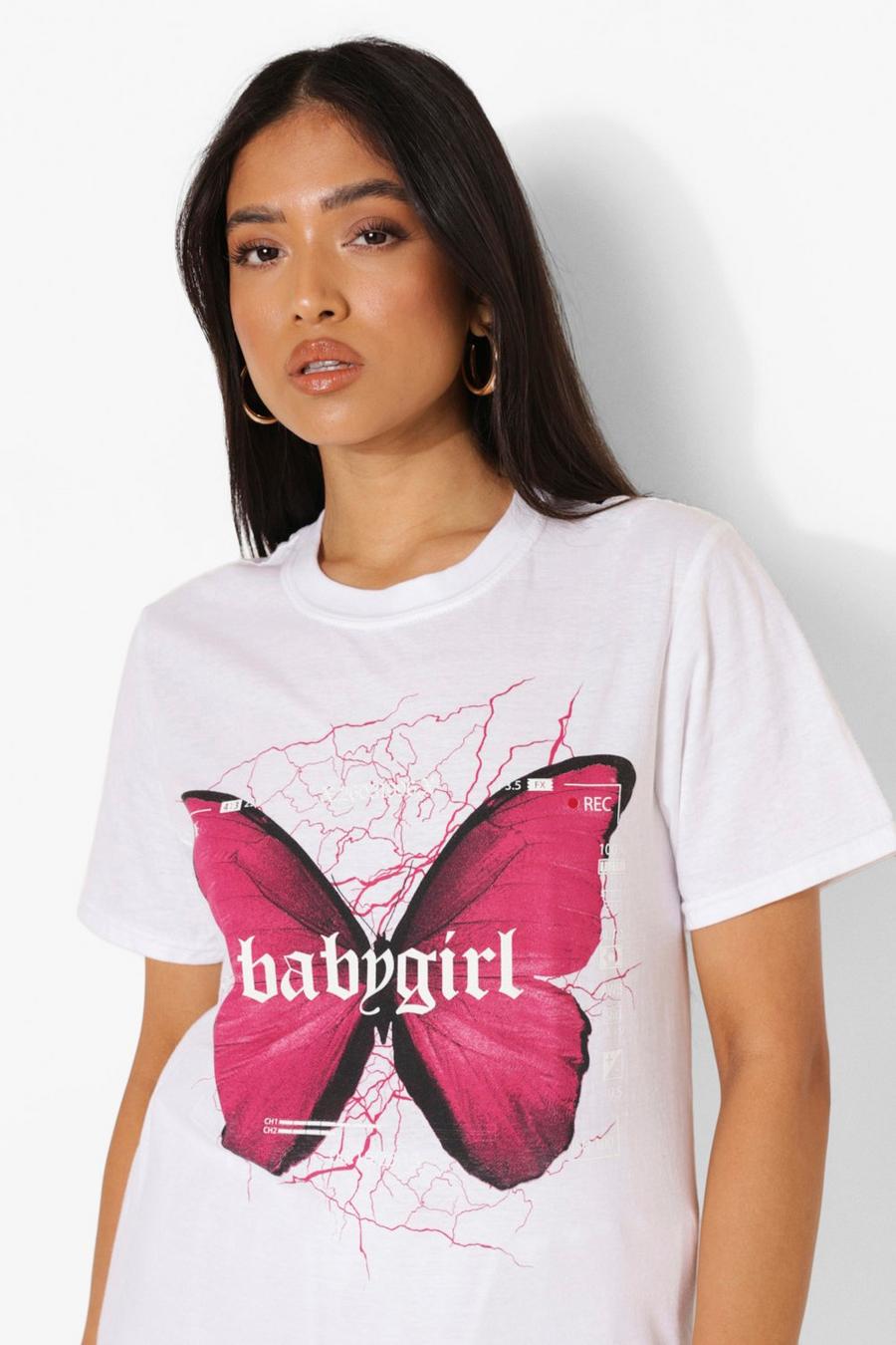 T-shirt Petite con scritta Babygirl , Bianco image number 1