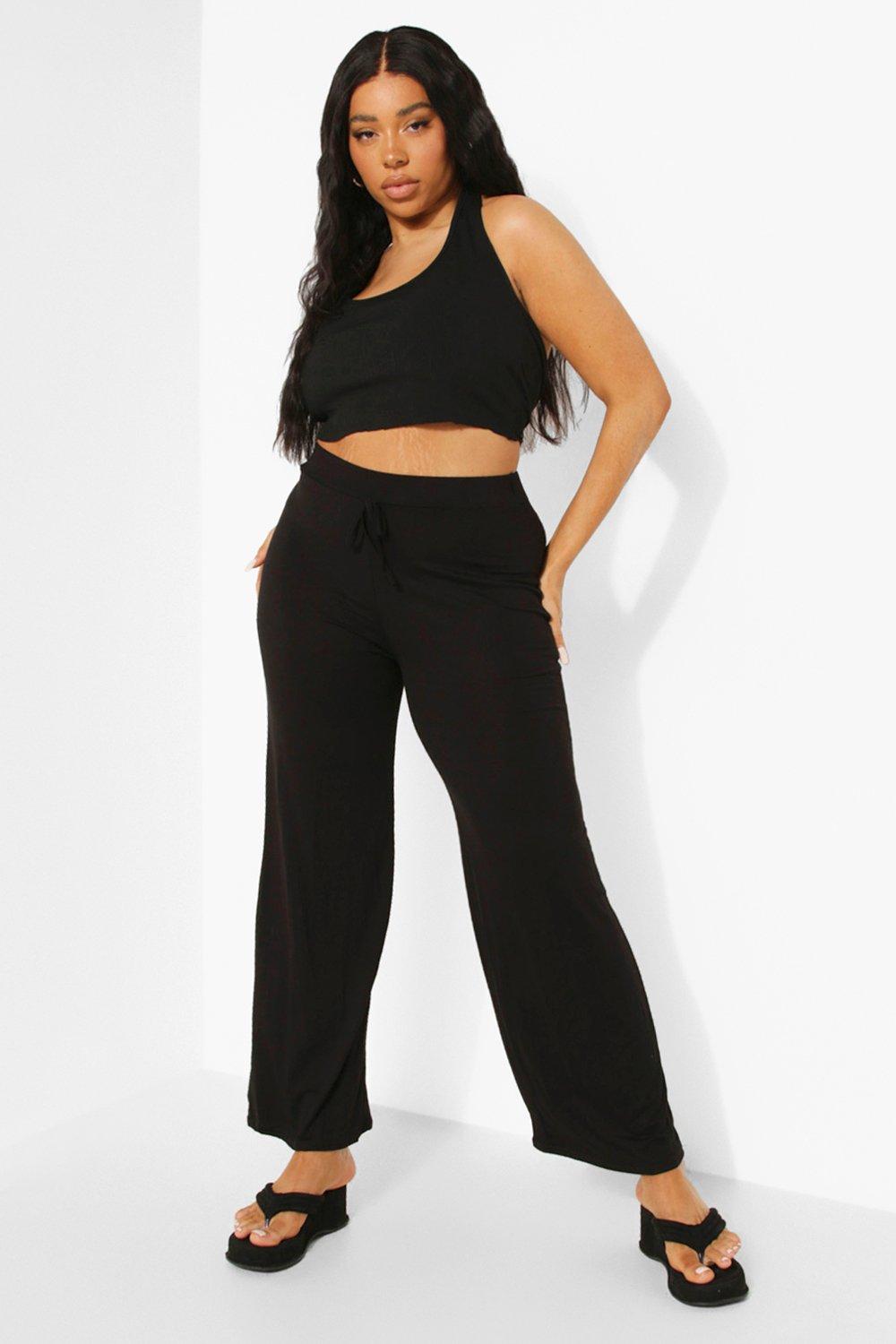 Jersey wide leg online joggers