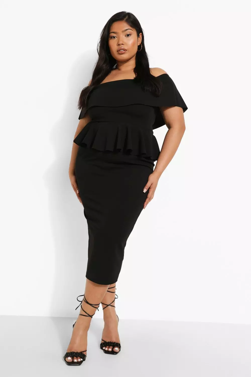 Plus size off outlet the shoulder peplum dress