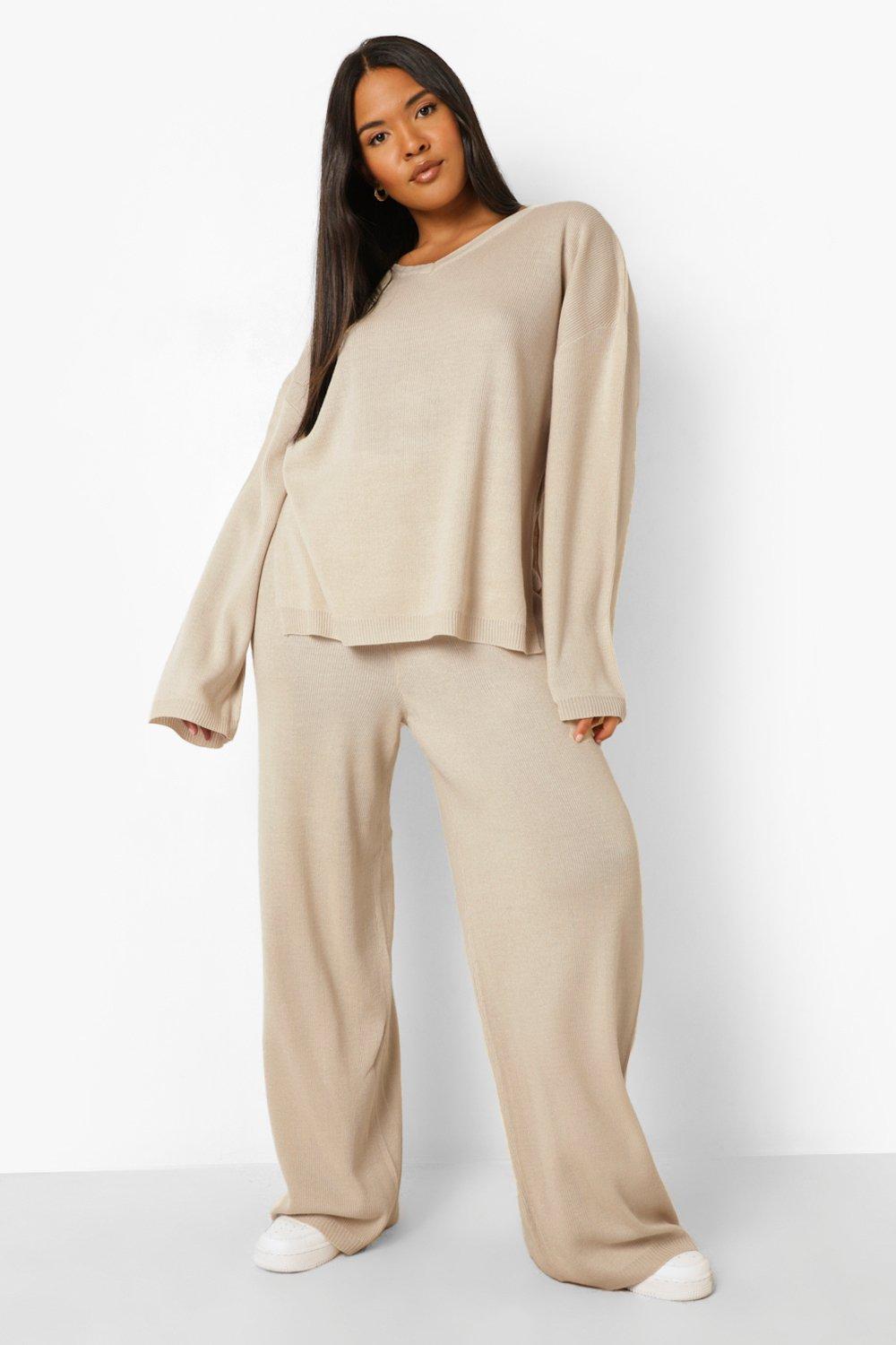 Grande taille Ensemble confort avec top a col V et pantalon