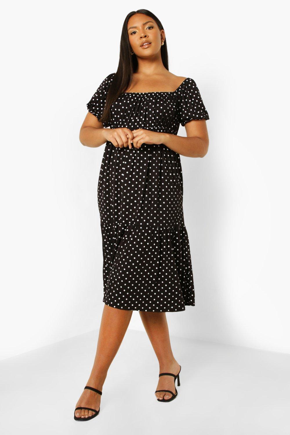 Polka dot 2024 tiered midi dress