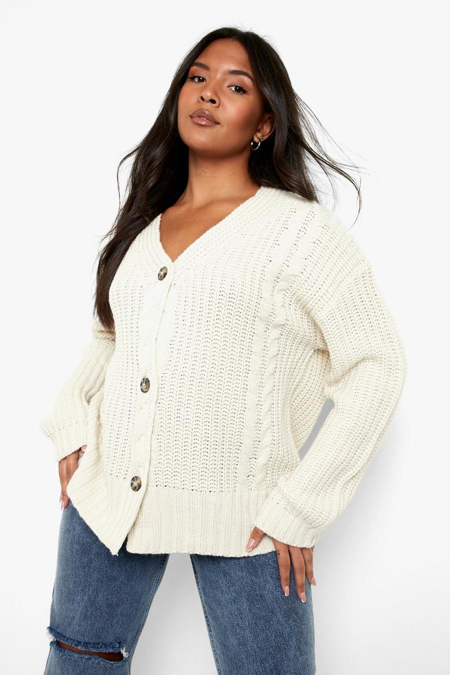 Stone Plus Chunky Cable Knit Cardigan image number 1
