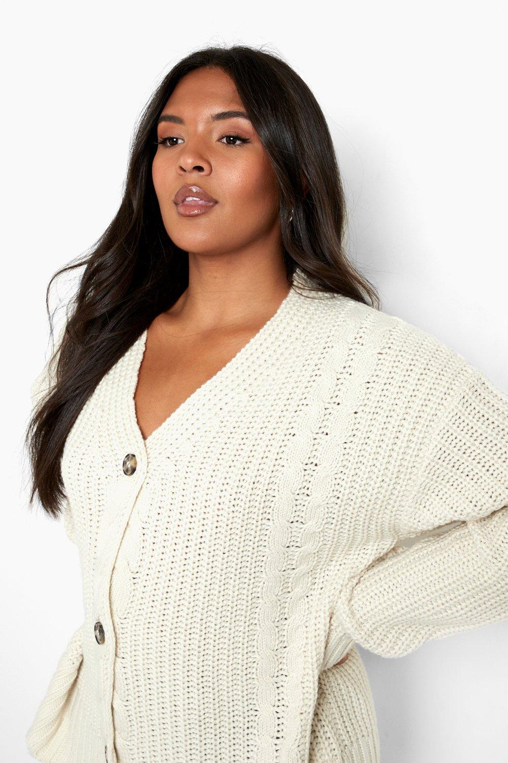 Plus Chunky Cable Knit Cardigan