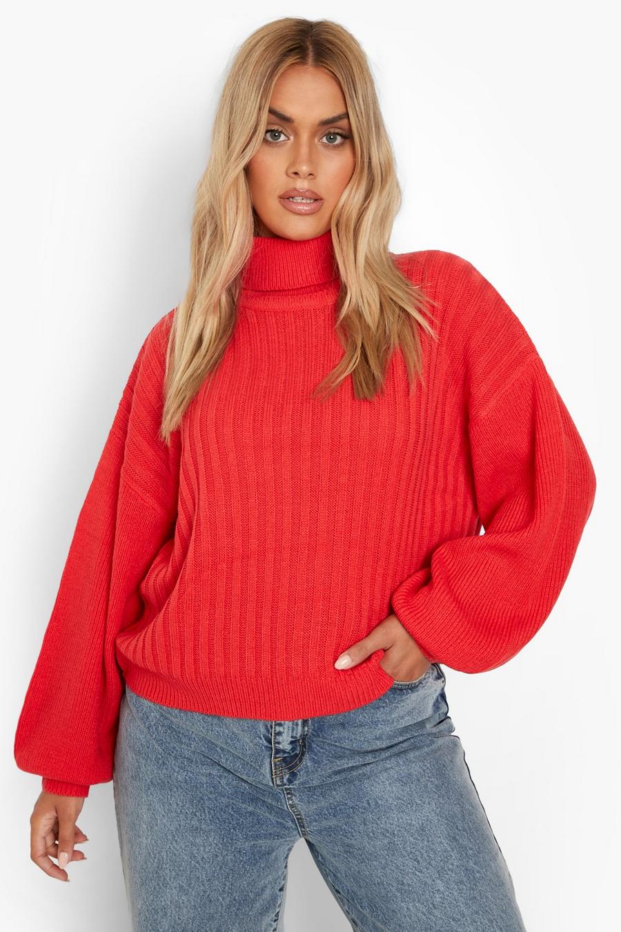 Cherry Plus Balloon Sleeve Roll Neck Jumper image number 1