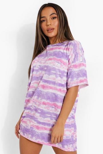 Lilac Purple Petite Tie Dye T-shirt Dress