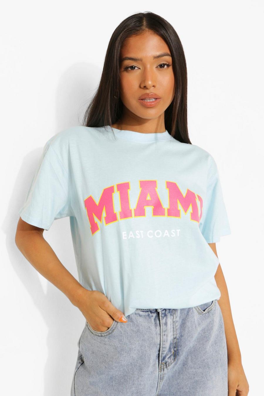 Baby blue Petite Miami Slogan T-shirt image number 1