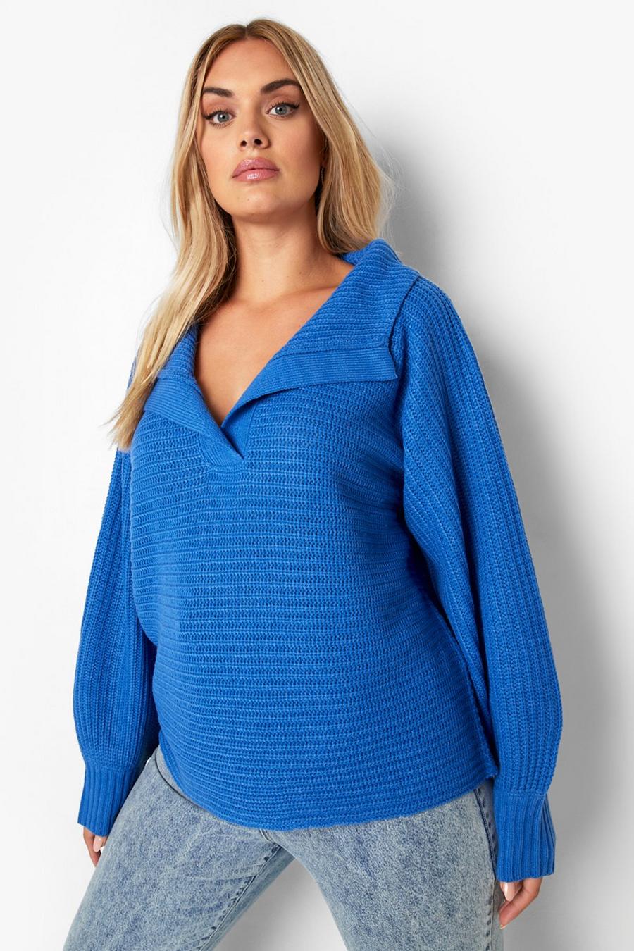 Cobalt Plus Oversized Collar Sweater image number 1