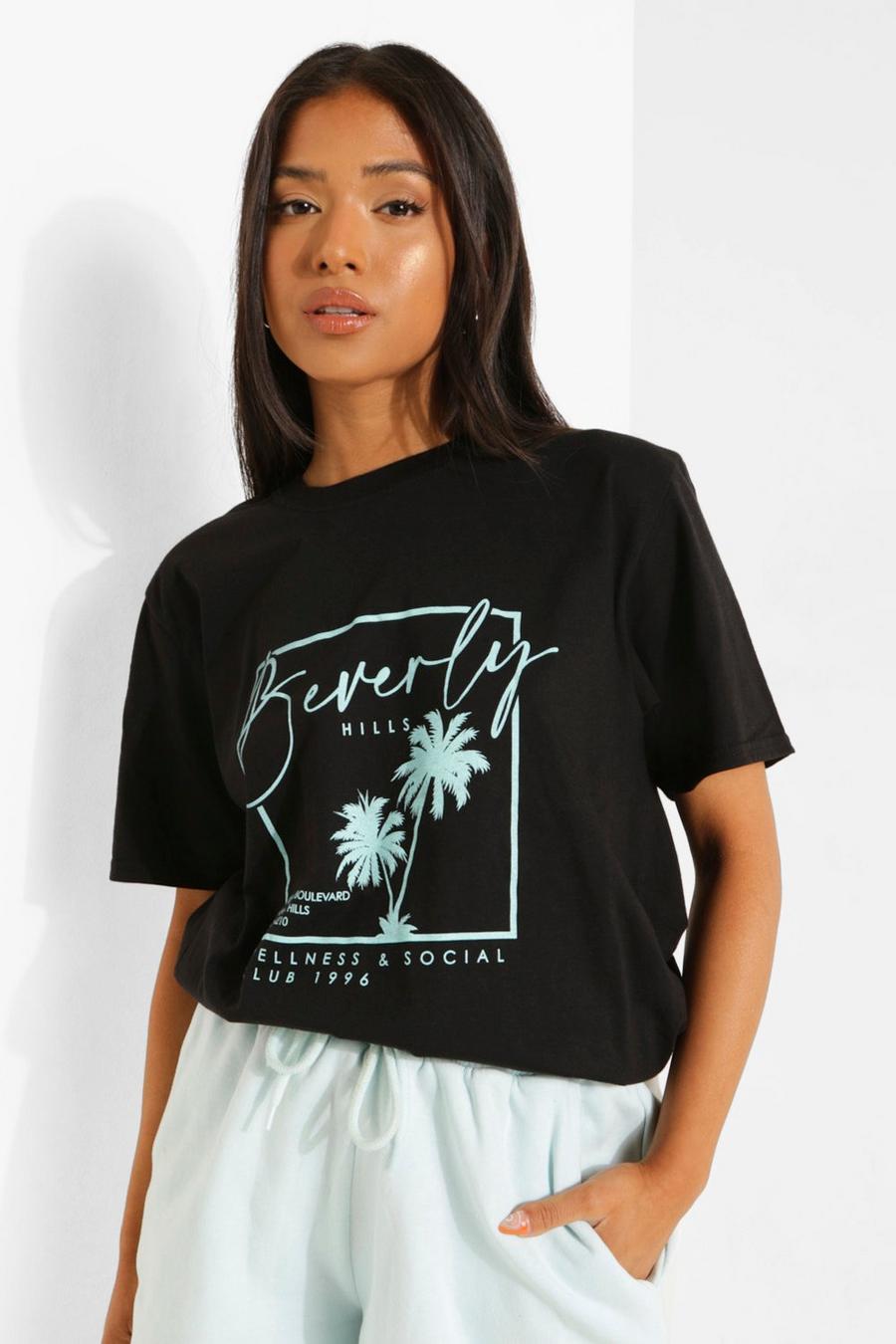 Black Petite Beverly Hills Slogan T-shirt image number 1