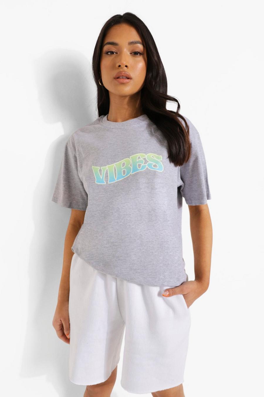Grey marl Petite Vibes Graphic T-Shirt image number 1