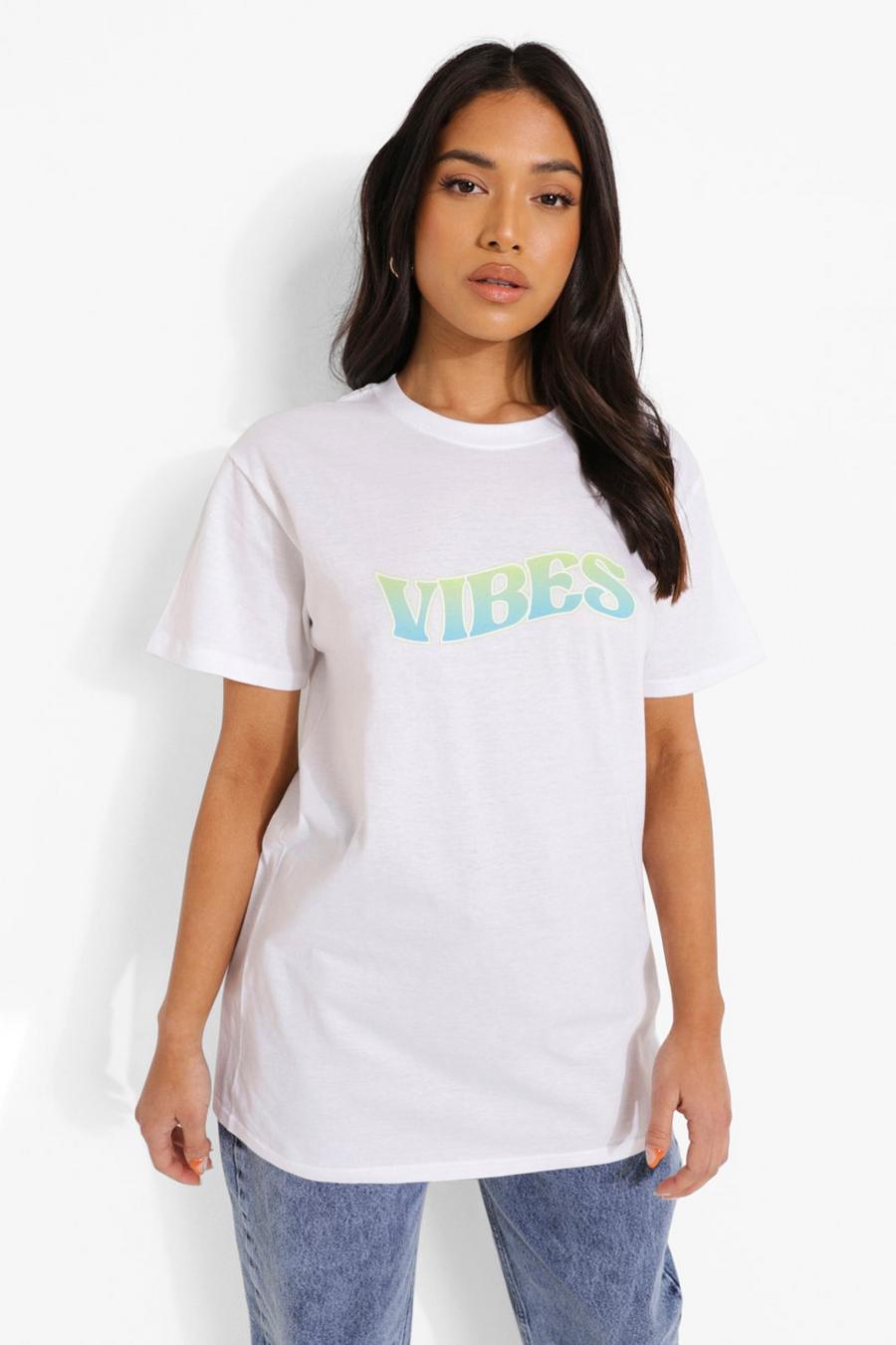 White Petite Vibes Printed T-shirt image number 1