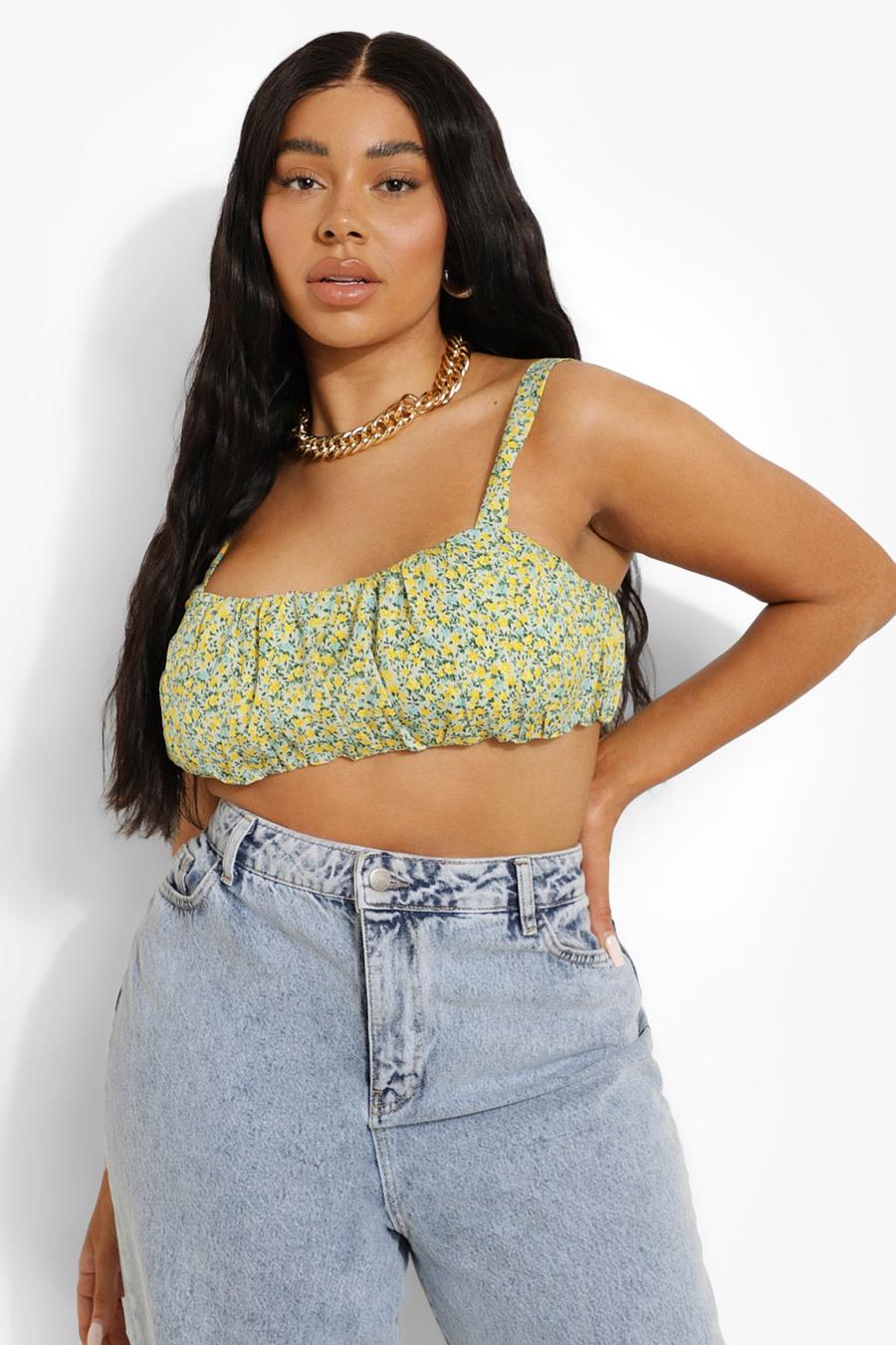 Yellow Plus Ditsy Floral Bralet image number 1