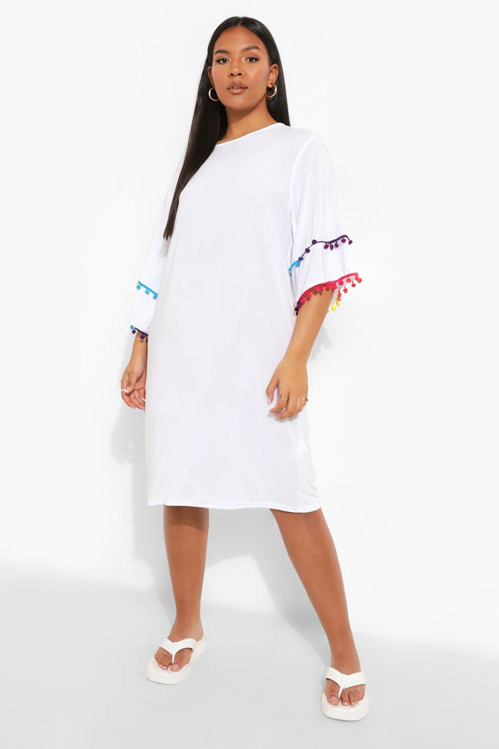 Plus Shift Pom Pom Dress boohoo NZ