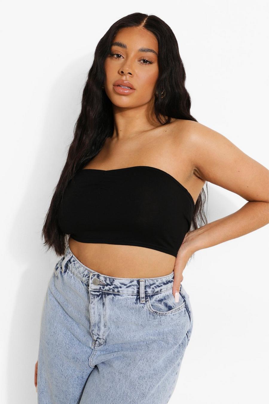 Black Plus Ruched Front Tube Top image number 1