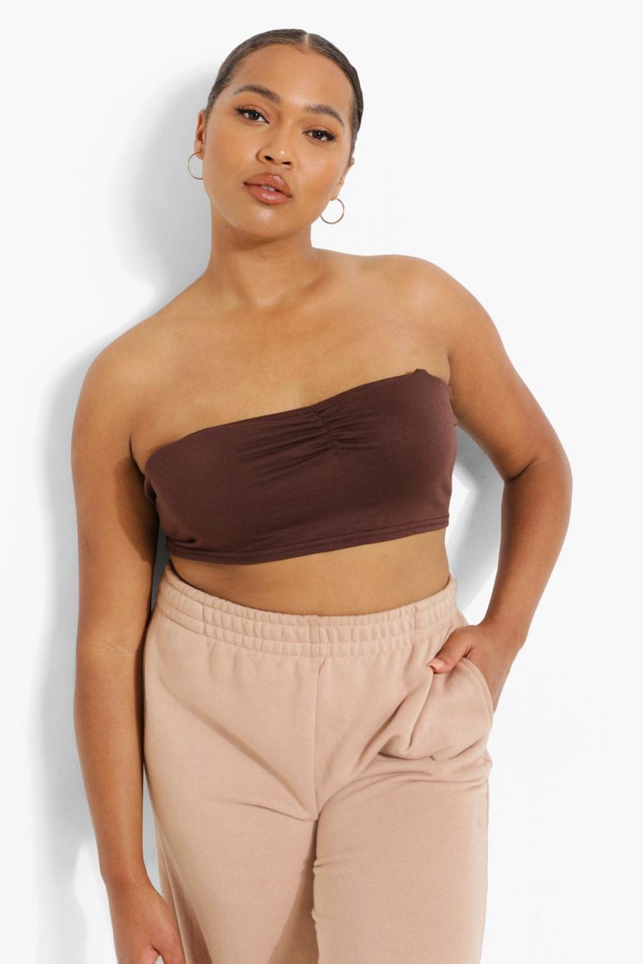 Chocolate Plus Ruched Front Bandeau Top image number 1