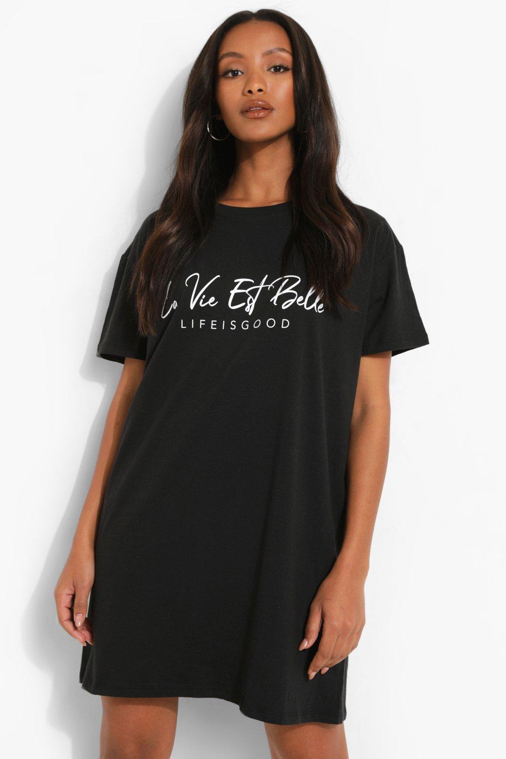Petite Life Is Good Printed T shirt Dress